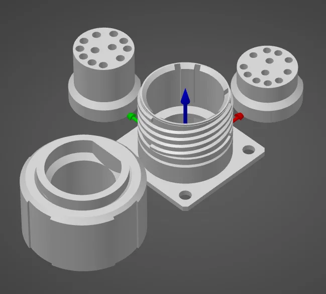 Hệ MIL Connector Size D 12 Contacts Keying N (D38999 D-97) in 3D - Image 3