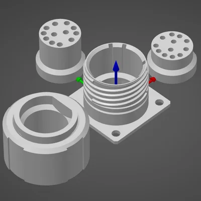 Hệ MIL Connector Size D 12 Contacts Keying N (D38999 D-97) in 3D