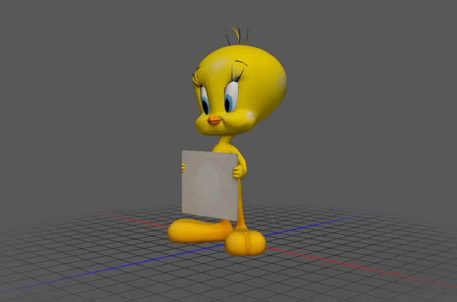 Mô hình 3D nhân vật Tweety Bird cầm bảng cực dễ thương - Image 1