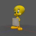 Mô hình 3D nhân vật Tweety Bird cầm bảng cực dễ thương - Thumbnail 1