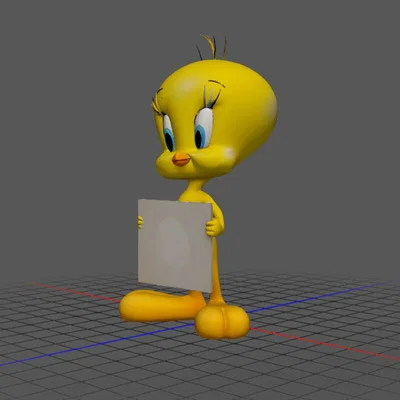 Mô hình 3D nhân vật Tweety Bird cầm bảng cực dễ thương