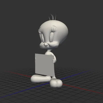 Mô hình 3D nhân vật Tweety Bird cầm bảng cực dễ thương
