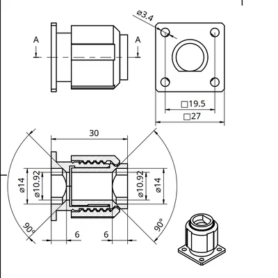 Vỏ đầu nối MIL Size B Keying C (D38999) – print-in-place