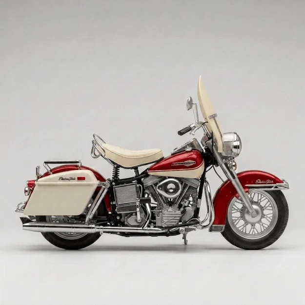 Mô hình 3D Harley-Davidson FLH Electra Glide 1955 sưu tầm - Image 1