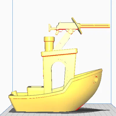 Mô hình 3D Benchy gắn súng máy Halo cực chất cho máy in 3D