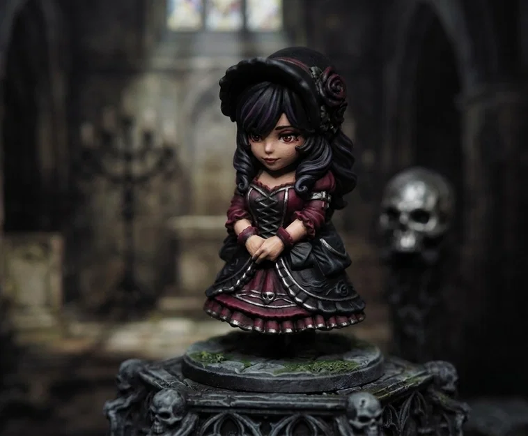 Cô Gái Chibi Gothic – Mô Hình Mini In 3D (70mm) - Image 2