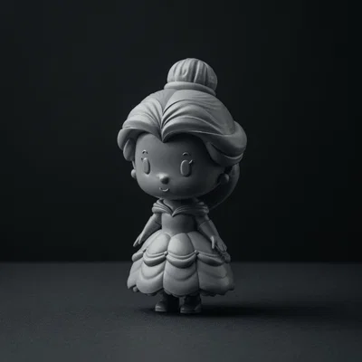 Mô hình 3D công chúa Belle phong cách chibi dễ thương cho người đam mê