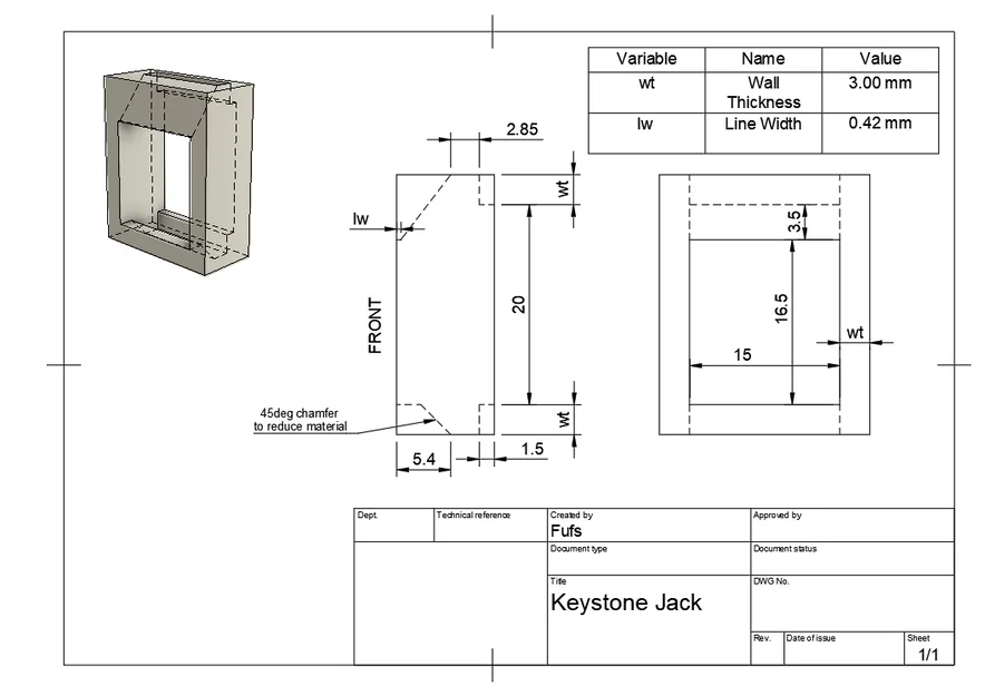 Keystone Jack Reference: Bản vẽ thiết kế mẫu ổ cắm mạng chuẩn 3D - Image 2