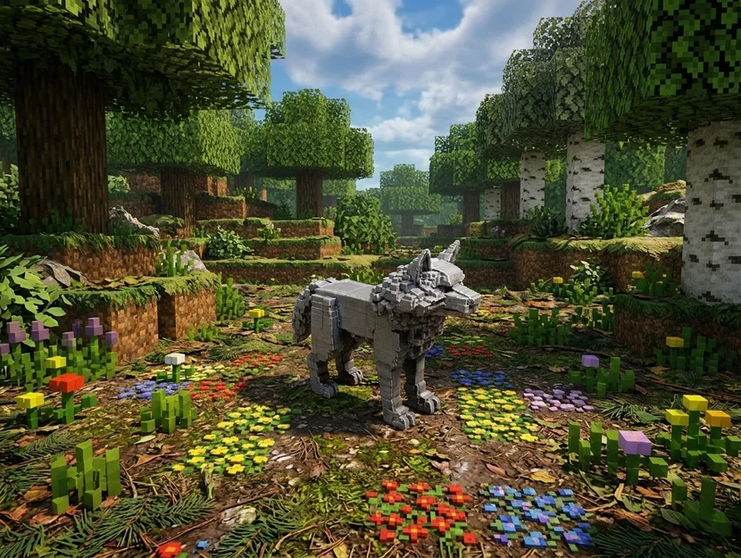 Pixel Wolf (Sói Pixel/Voxel) - Mẫu in 3D - Image 1