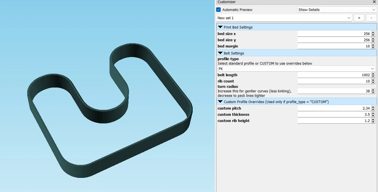 Trình tạo Serpentine Belt (OpenSCAD Customizer) - Image 2