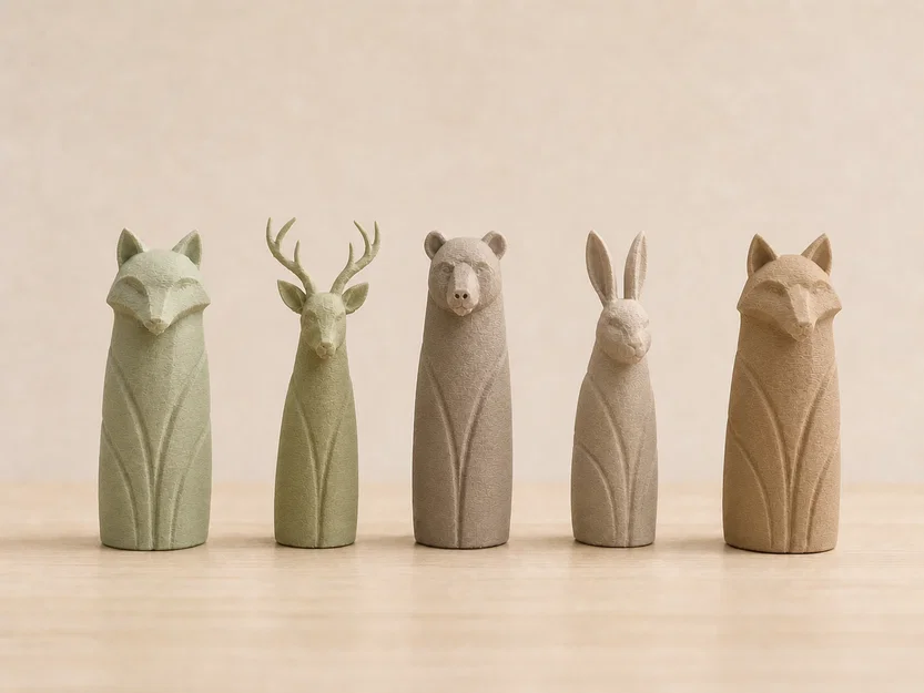 Woodland Spirits – Bộ 4 tượng thú tối giản: Cáo, Nai, Gấu & Thỏ - Image 1