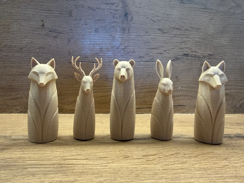 Woodland Spirits – Bộ 4 tượng thú tối giản: Cáo, Nai, Gấu & Thỏ - Image 2