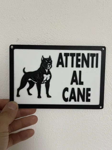Biển cảnh báo chú ý chó dữ (Attenti al Cane) - Mô hình in 3D - Image 1