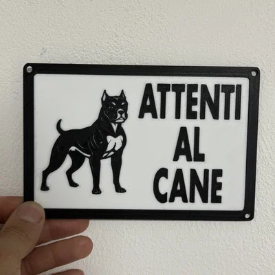Biển cảnh báo chú ý chó dữ (Attenti al Cane) - Mô hình in 3D