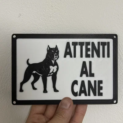 Biển cảnh báo chú ý chó dữ (Attenti al Cane) - Mô hình in 3D