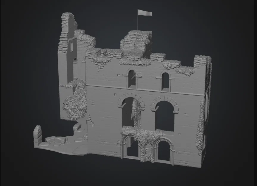 Mô hình tàn tích lâu đài Burgruine cổ điển in 3D cực chi tiết - Image 1
