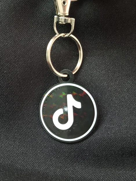 Móc khóa TikTok NFC (Nhúng thẻ | Pause để chèn | Hốc 24mm | 3MF đa màu + STL) - Image 1