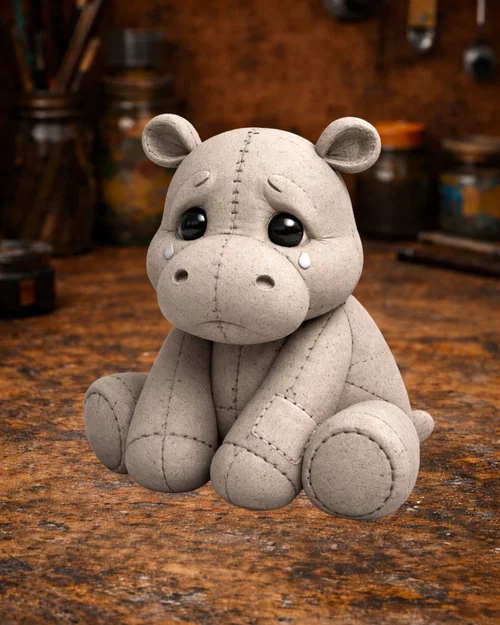 Mô hình Sad Hippo: Tượng trang trí hà mã buồn dễ thương in 3D - Image 1