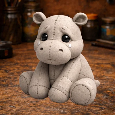 Mô hình Sad Hippo: Tượng trang trí hà mã buồn dễ thương in 3D