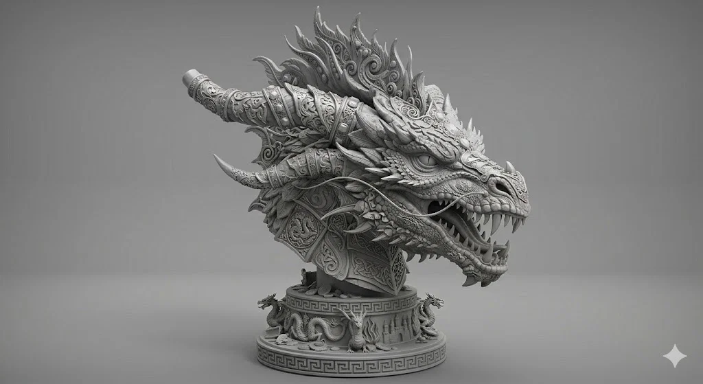 DRAGON BUST – Tượng bán thân đầu rồng siêu chi tiết - Image 1
