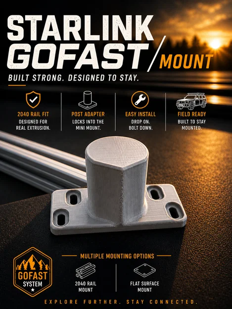 Ngàm GoFast Starlink Mini cho thanh 2040 (chỉ Post) - Image 1