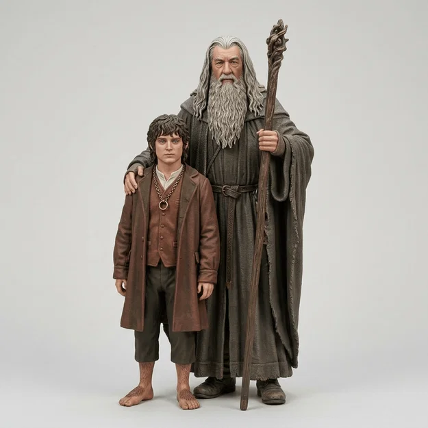 Mô hình 3D Gandalf và Frodo - Bộ sưu tập Lord of the Rings cực chất - Image 1