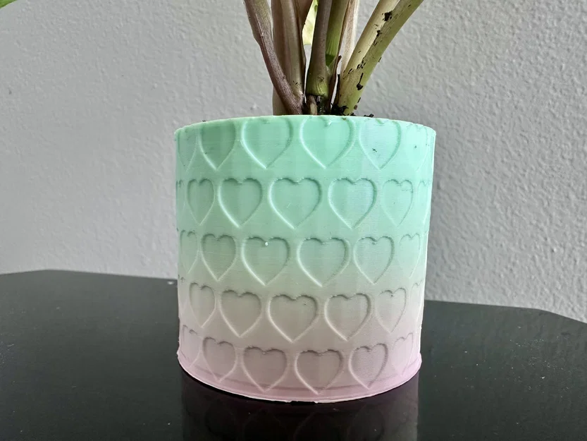 Mẫu chậu cây họa tiết trái tim in 3D dễ thương làm quà tặng - Image 3