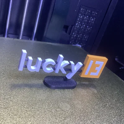 Mô hình Logo Lucky 13 kèm chân đế - Thiết kế in 3D Multicolor đẹp mắt