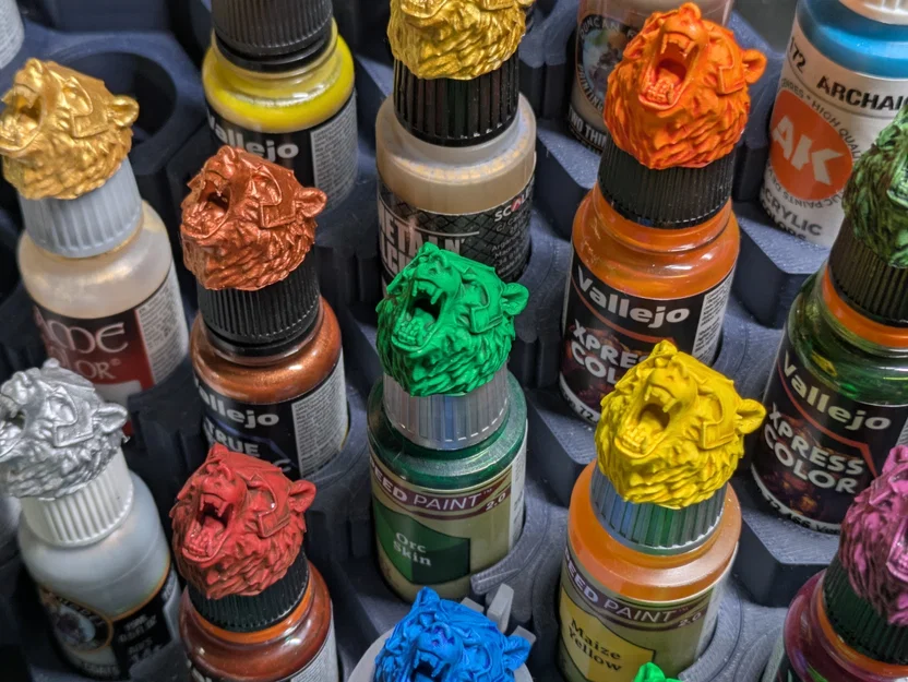 Topper nắp sơn mini đầu gấu (Bear head miniature paint cap toppers) - Image 1
