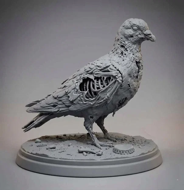 Mô hình tượng chim bồ câu Zombie (Zombie Pigeon Statue) độc đáo - Image 1
