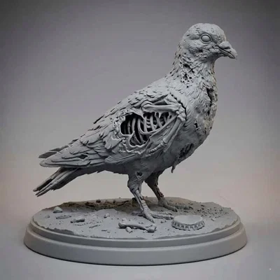Mô hình tượng chim bồ câu Zombie (Zombie Pigeon Statue) độc đáo
