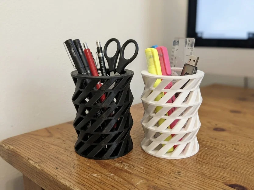 Cốc cắm bút in 3D thiết kế lưới xoắn ốc hiện đại - Image 4
