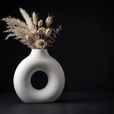 Mẫu in 3D lọ hoa hình tròn trang trí phong cách tối giản
