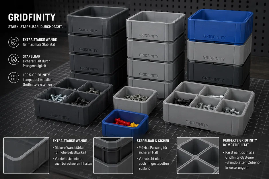 Khay Gridfinity có nhãn và rãnh trượt ngón tay - Image 1