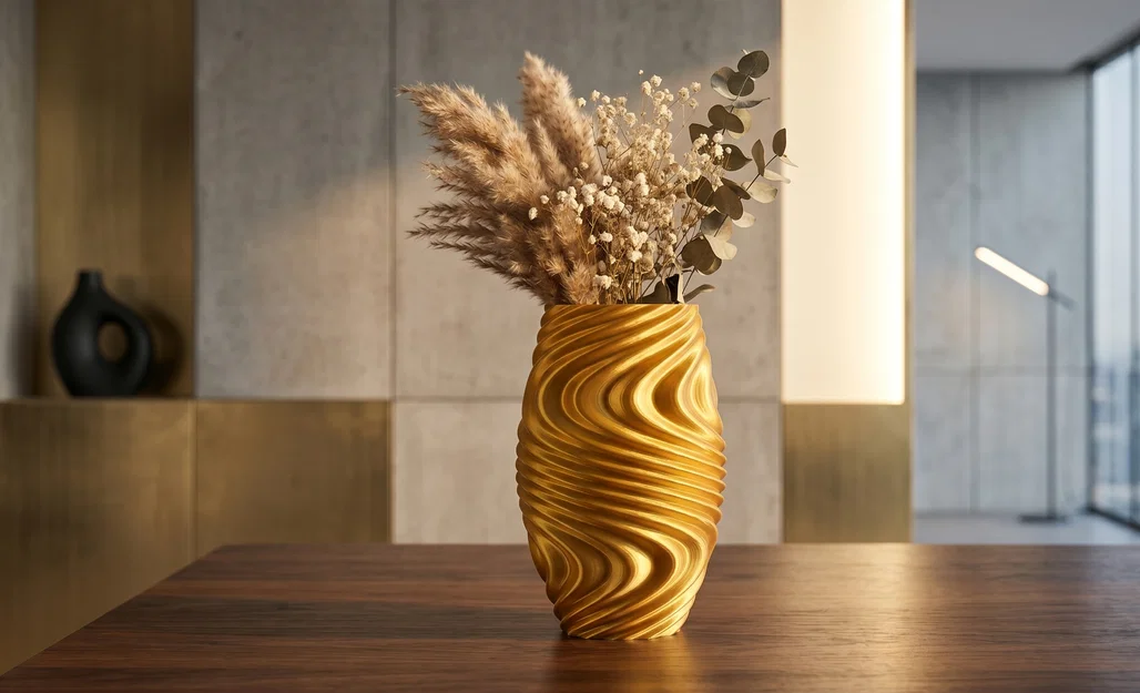 Bình Hoa Modern Gold Fluid Wave Vase – Dáng Sóng Chảy Metallic Gold - Image 2