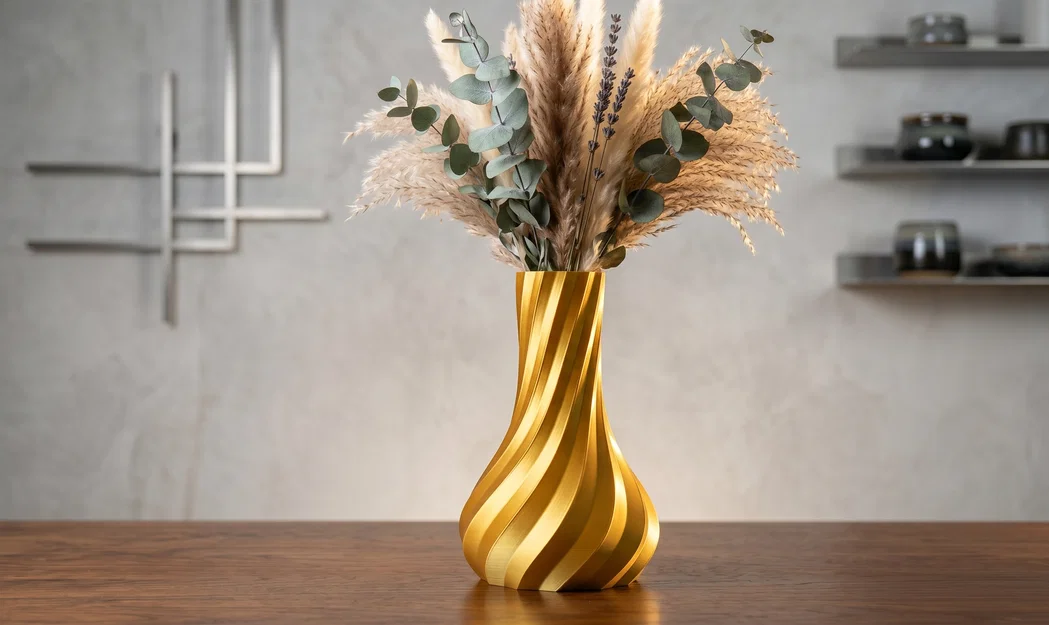 Bình Cắm Modern Gold Twisted Droplet Vase – Giọt Nước Xoắn Vàng Hiện Đại - Image 1