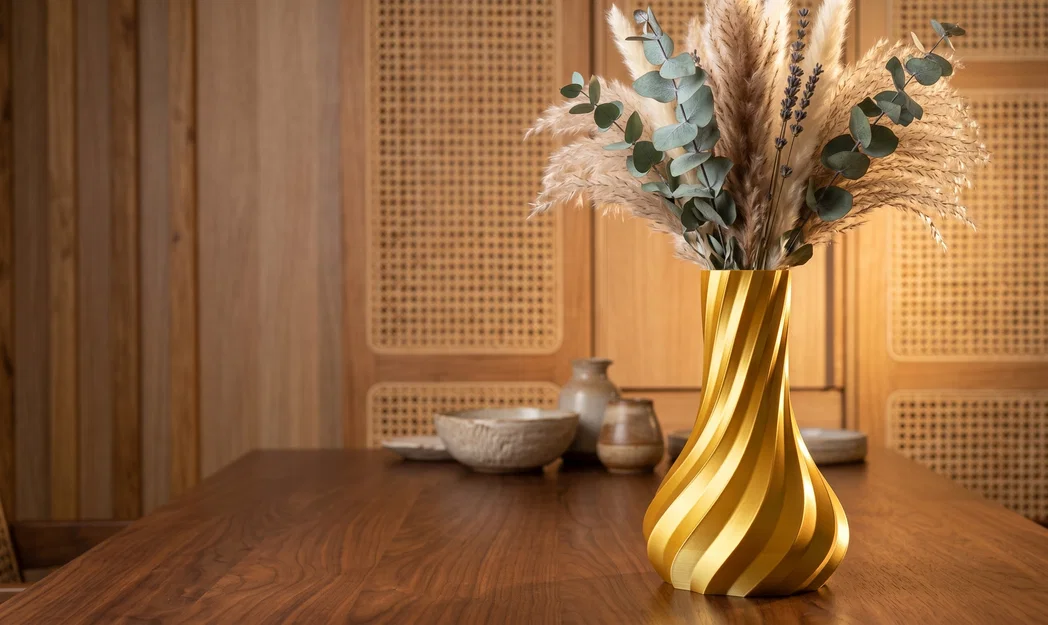 Bình Cắm Modern Gold Twisted Droplet Vase – Giọt Nước Xoắn Vàng Hiện Đại - Image 3