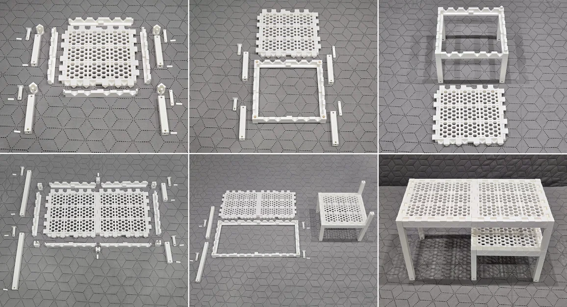 Hệ Kệ Modular Honeycomb Kèm Ngăn Kéo Snap-Fit Treo Dưới Kệ - Image 8