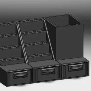 BitForge – Khay organizer modular cho mũi vít hex 25mm kèm ngăn kéo