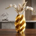 Bình Hoa 3D In Xoắn Ốc Màu Vàng Sang Trọng - Thumbnail 1