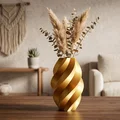 Bình Hoa 3D In Xoắn Ốc Màu Vàng Sang Trọng - Thumbnail 3