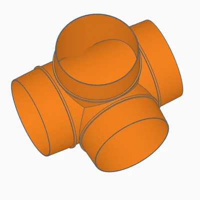 Ống thông gió Ø100mm thẳng + 2 cửa ra