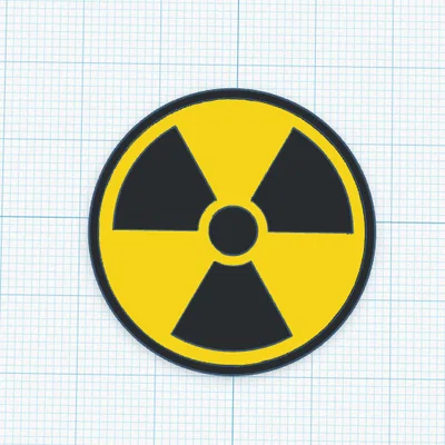 Mô hình 3D biểu tượng cảnh báo bức xạ (radiation sign) sắc nét