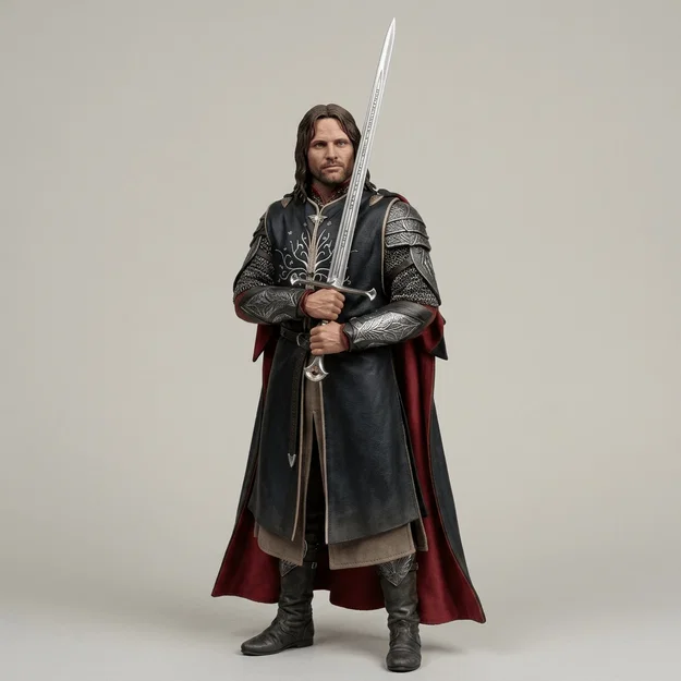 Mô hình 3D Aragorn trong bộ giáp chiến binh từ Lord of the Rings - Image 1