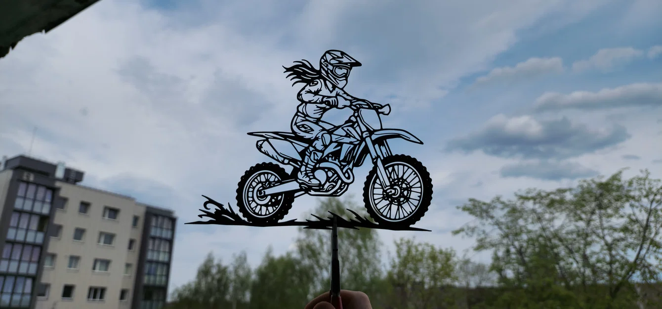 Tranh Treo Tường 2D Motocross Rider Action (STL) - Image 2