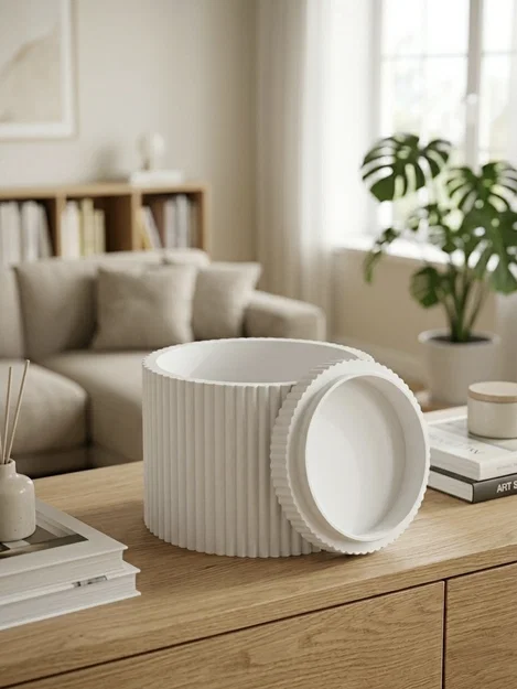 Bình trang trí hiện đại kèm nắp (Vase) - Mẫu in 3D phong cách Japandi - Image 3