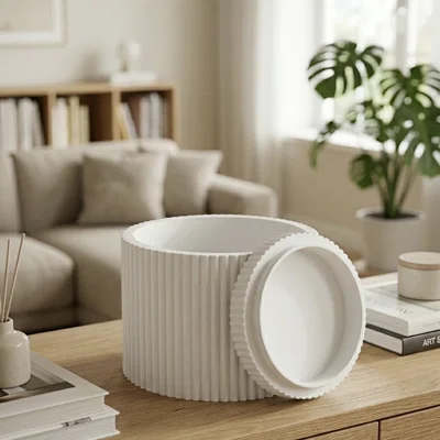 Bình trang trí hiện đại kèm nắp (Vase) - Mẫu in 3D phong cách Japandi