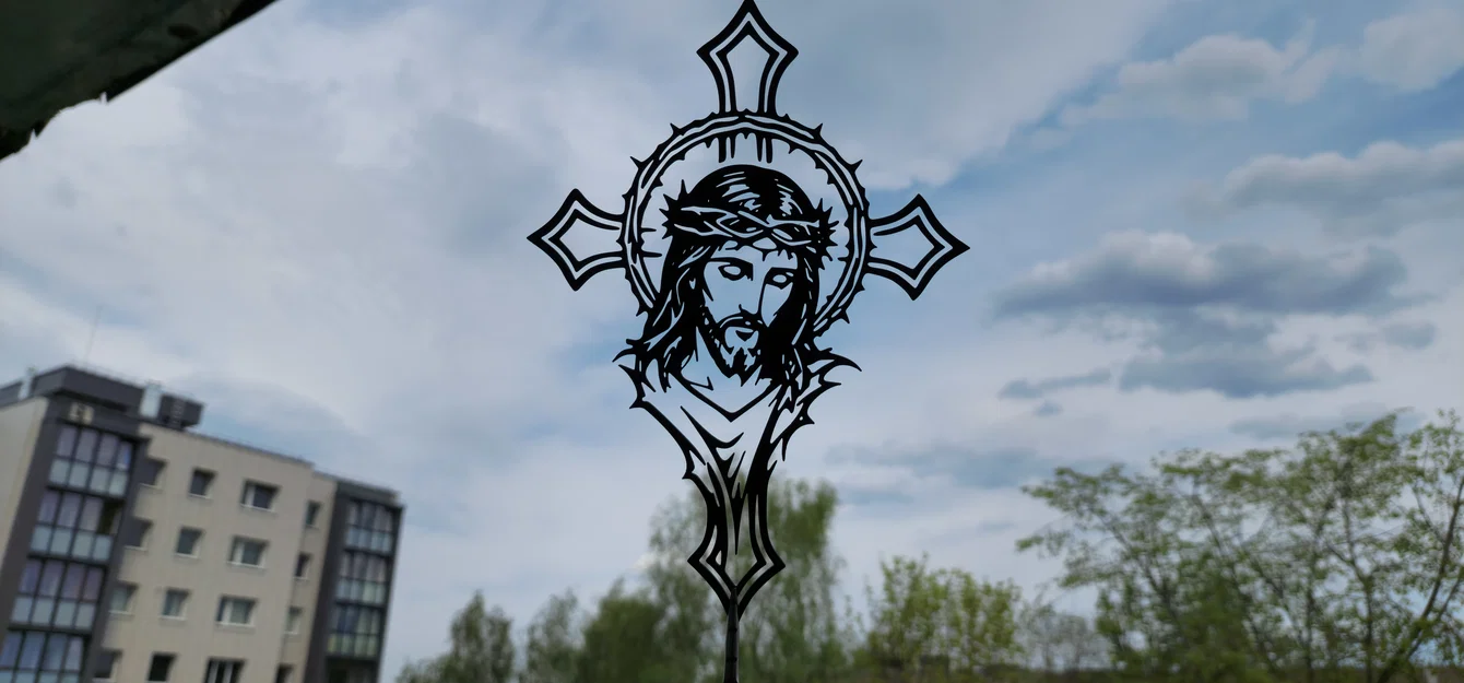 Chúa Giêsu Trong Thập Giá – Jesus Face Cross 2D Wall Art (STL) - Image 2