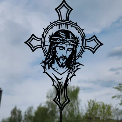 Chúa Giêsu Trong Thập Giá – Jesus Face Cross 2D Wall Art (STL)