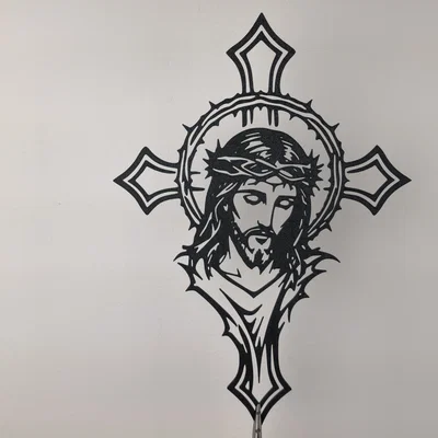 Chúa Giêsu Trong Thập Giá – Jesus Face Cross 2D Wall Art (STL)